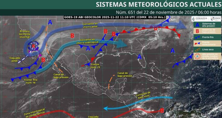 Clima en México 22 de noviembre