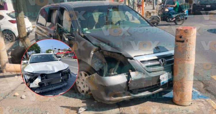 Conductora ocasiona choque en Victoria