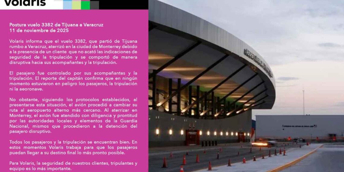 Detienen en el Aeropuerto Internacional de Monterrey a hombre que amenazó con portar un artefacto explosivo en vuelo de Volaris