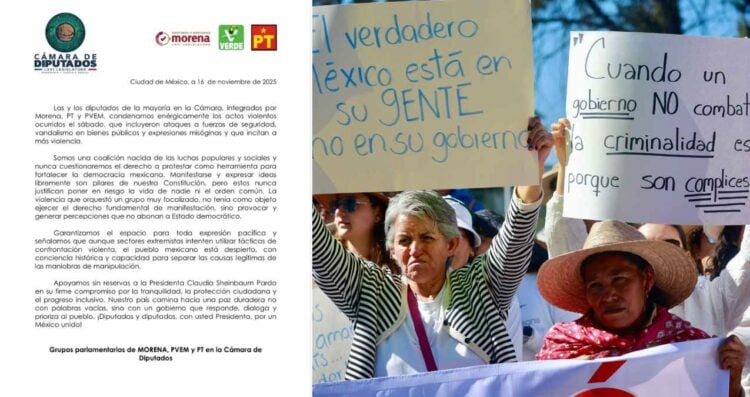 Diputados y Senadores de Morena rechazan violencia en manifestación de la Generación Z