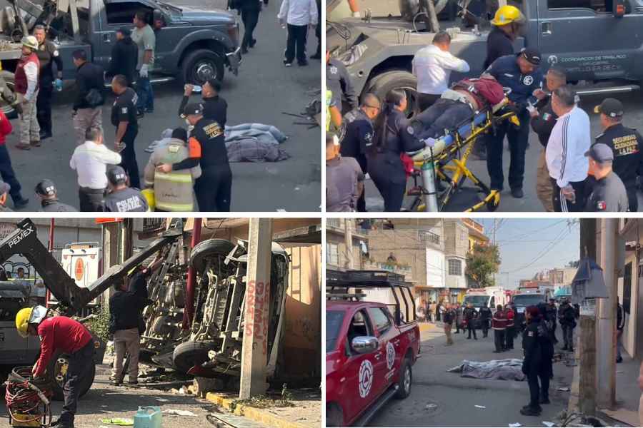 Fatal volcadura de transporte público en Los Reyes La Paz, Edomex deja 2 muertos y varios heridos
