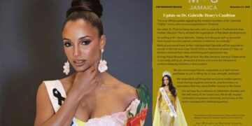 Filtran el estado de salud de Miss Jamaica 2025 tras caída del escenario en la final de Miss Universo