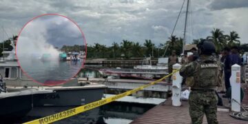 Fuerte explosión en embarcación deja cinco elementos de la Marina lesionados en Cozumel, Quintana Roo