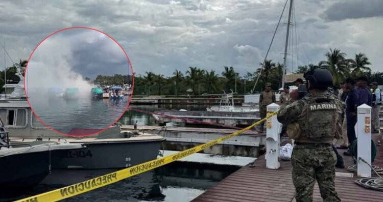 Fuerte explosión en embarcación deja cinco elementos de la Marina lesionados en Cozumel, Quintana Roo