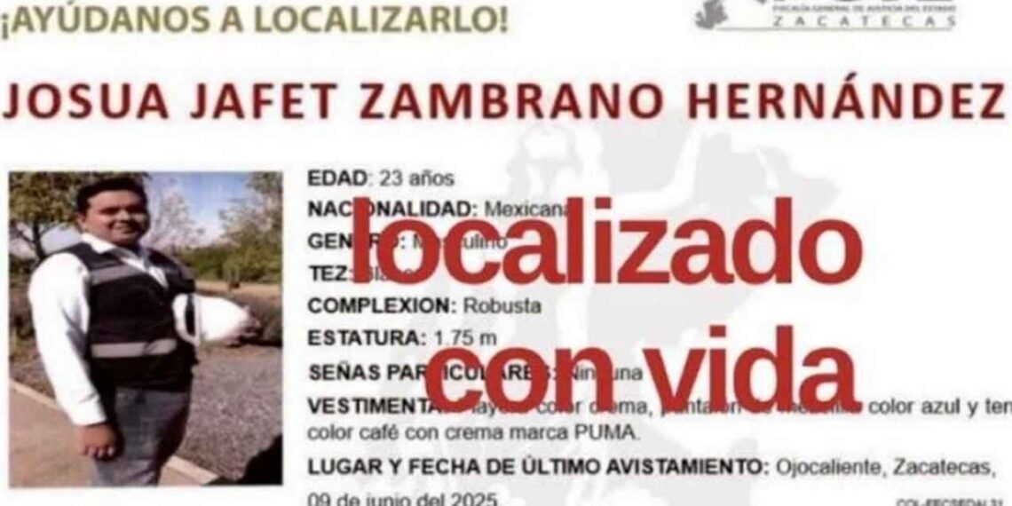 Hijo de alcalde de Ojocaliente, Zacatecas, aparece con vida luego de cinco meses desaparecido