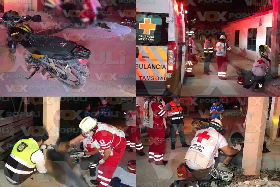 Motociclista ebrio choca contra un poste en la colonia Linda Vista en Ciudad Victoria, Tamaulipas