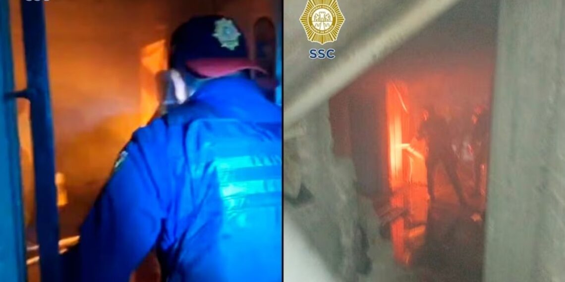 Policías salvan a hombre de incendio en la alcaldía Álvaro Obregón, CDMX