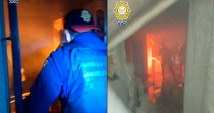 Policías salvan a hombre de incendio en la alcaldía Álvaro Obregón, CDMX
