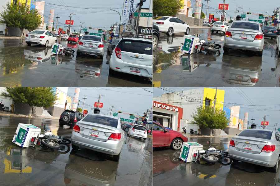 Repartidor y automóvil chocan en Victoria (1)