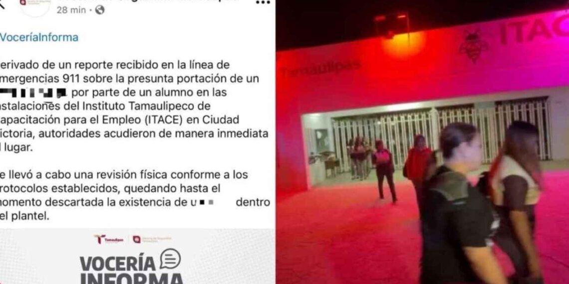 Tamaulipas: Movilización en ITACE Victoria por presunta arma
