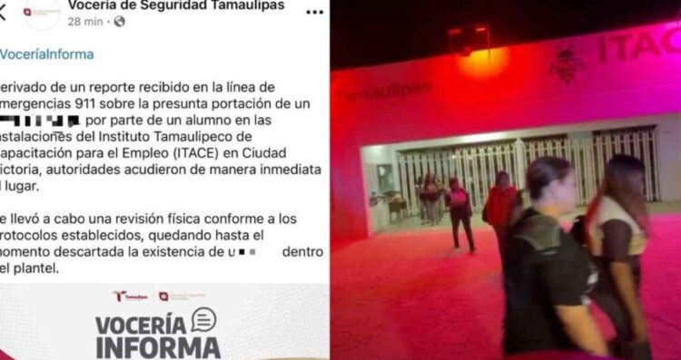 Tamaulipas: Movilización en ITACE Victoria por presunta arma