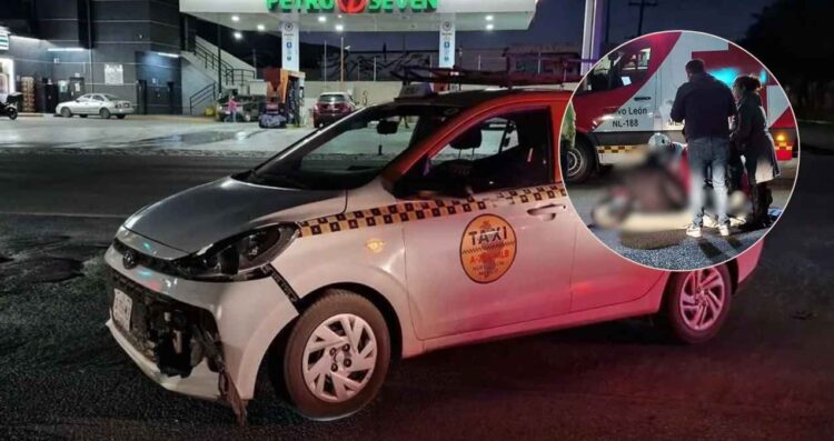 Taxista derriba y lesiona a motociclista en la Avenida Luis Donaldo Colosio de Monterrey, NL