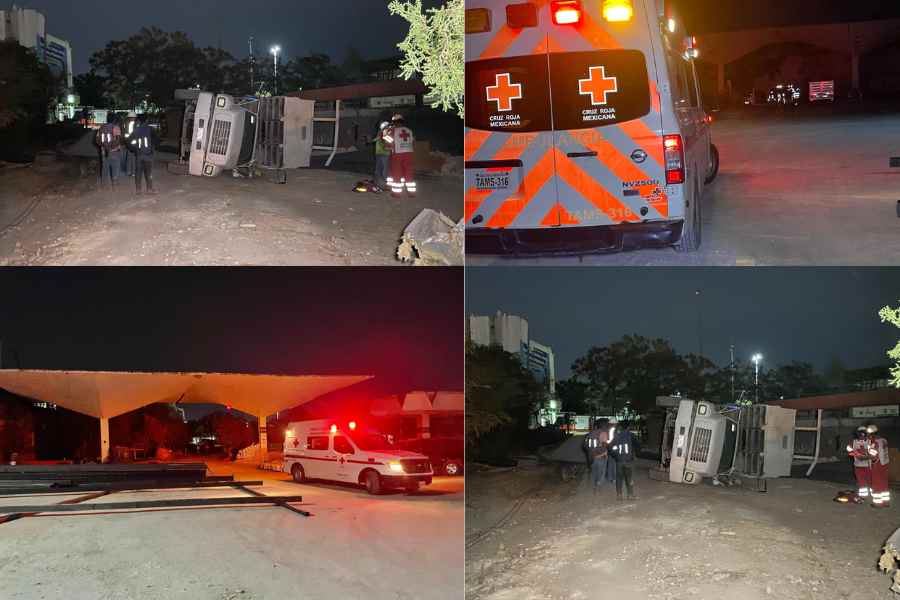 Tractocamión vuelca en central de Victoria (1)