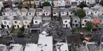 Viviendas impactadas por la explosión en Pesquería