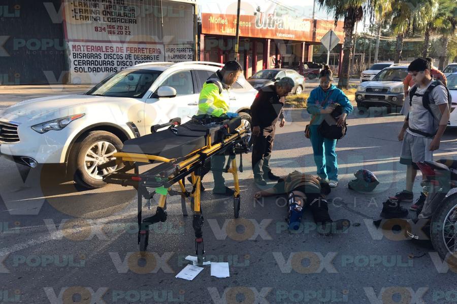 choque entre motocicleta y camioneta en victoria