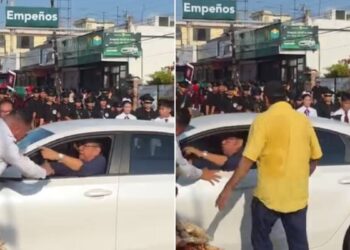 conductor interrumpe desfile en Madero