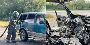 _incendio de camioneta en Linares