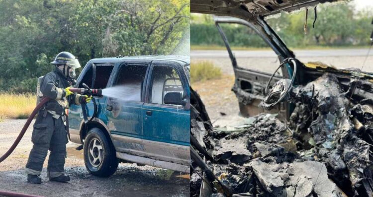 _incendio de camioneta en Linares