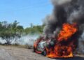 incendio de camioneta en Valle Hermoso