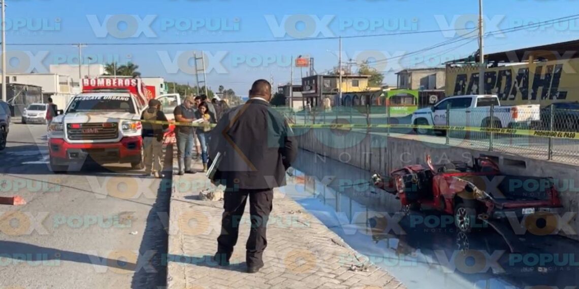 volcadura en canal de matamoros