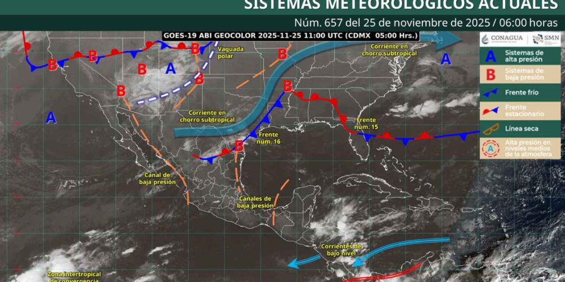 ¿Cómo estará el clima hoy debido al ingreso del frente frío No. 16?