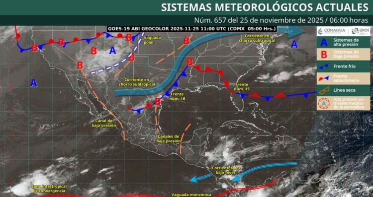 ¿Cómo estará el clima hoy debido al ingreso del frente frío No. 16?