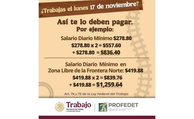 ¿Cuánto te deben pagar si te toca trabajar MAÑANA lunes 17 de noviembre?