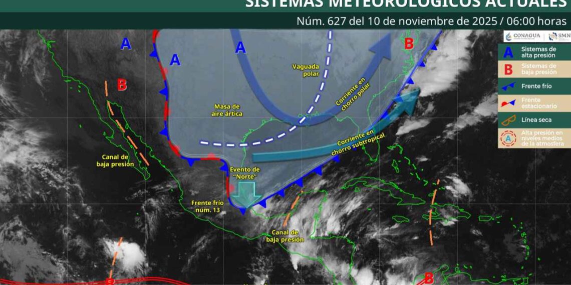¿Dónde habrá bajas temperaturas con lluvias debido al Frente frío 13?