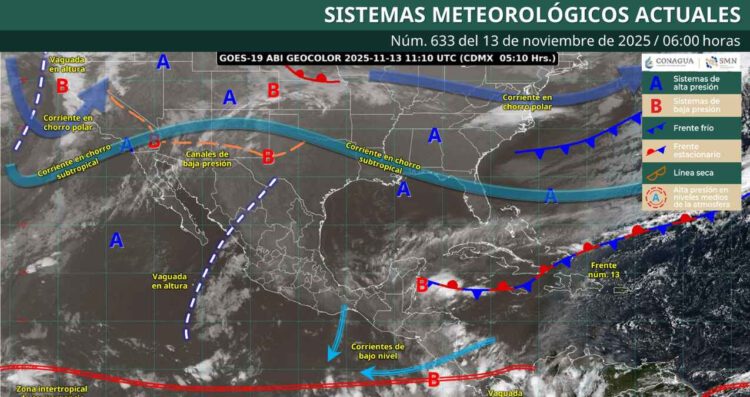 ¿Dónde ocasionará lluvias el canal de baja presión?