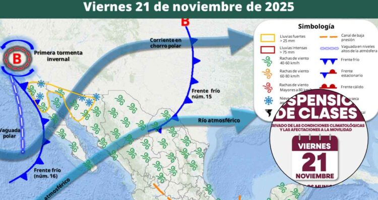 ¿En qué estado de México suspenderán las clases debido al ingreso de la primera tormenta invernal?