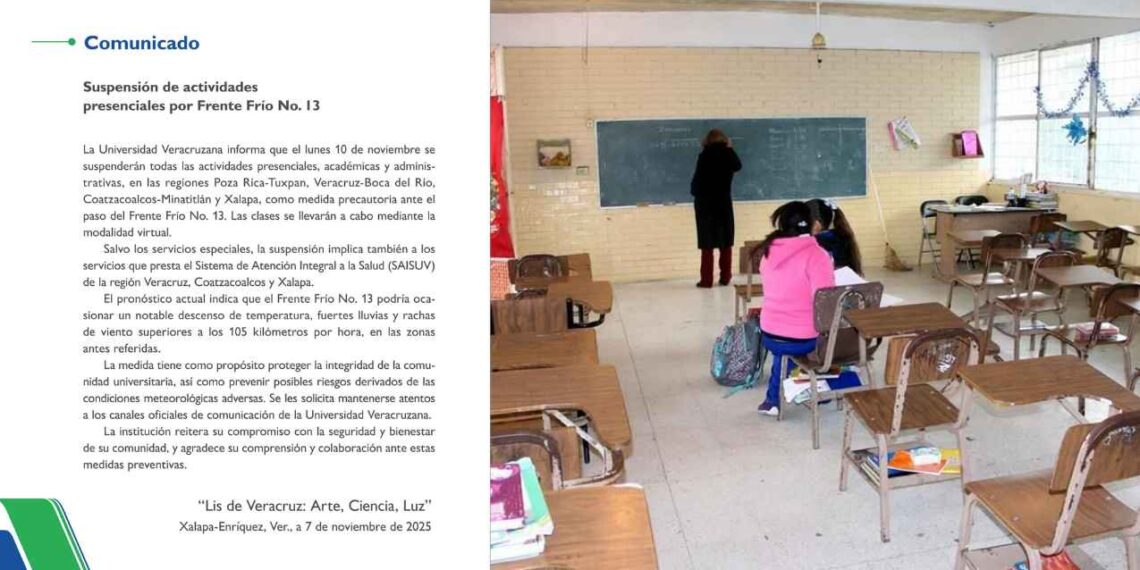 ¿En qué estados suspenderán las clases debido al Frente Frío No. 13?