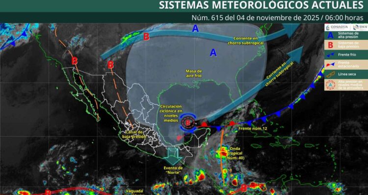 ¿En qué estados y cómo afectará el frente frío 12 y la onda tropical No. 40?