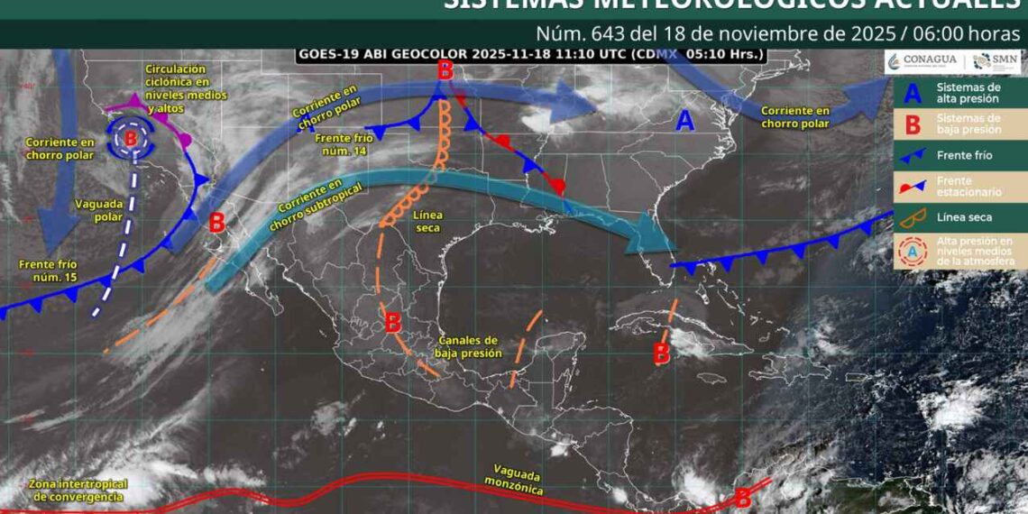 ¿Habrá lluvias intensas y caída de agua nieve en México debido al frente frío 15?