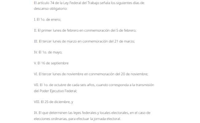 ¿Qué día es descanso obligatorio en noviembre y cuánto deberán pagarte si te toca trabajar, según la LFT?