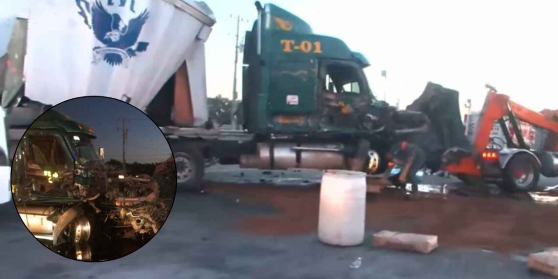Aparatoso accidente entre tráileres provoca cierre parcial en la Autopista Cadereyta en Guadalupe, NL