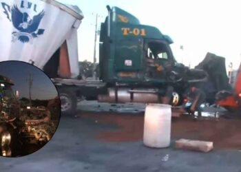 Aparatoso accidente entre tráileres provoca cierre parcial en la Autopista Cadereyta en Guadalupe, NL