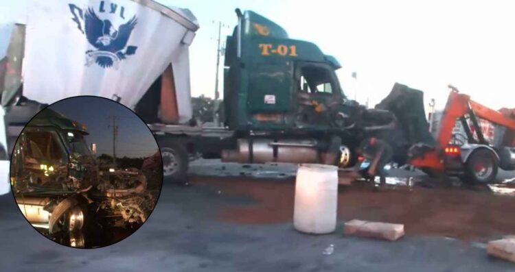 Aparatoso accidente entre tráileres provoca cierre parcial en la Autopista Cadereyta en Guadalupe, NL