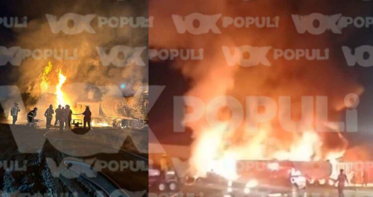 Arde pipa cargada con diésel en el ejido Francisco Medrano de Altamira, Tamaulipas