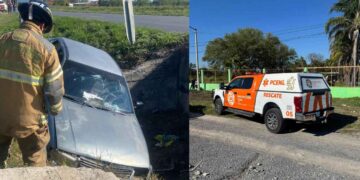 Auto cae a arroyo en Linares