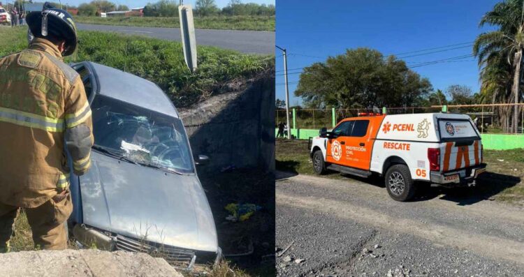 Auto cae a arroyo en Linares