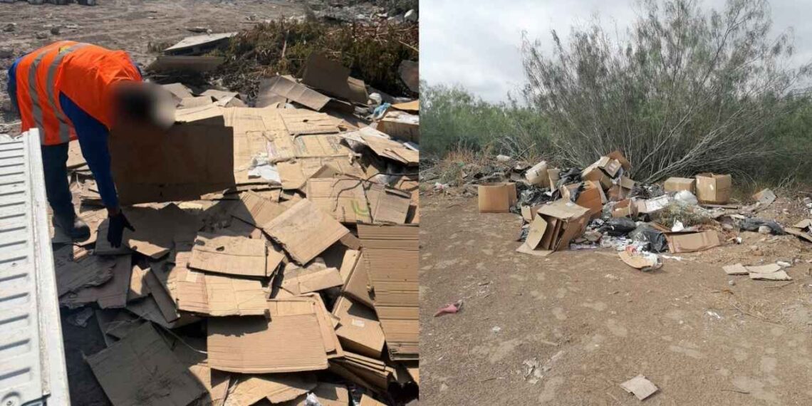 Autoridades de Nuevo Laredo, Tamaulipas, imponen multa por arrojar basura en predio no autorizado
