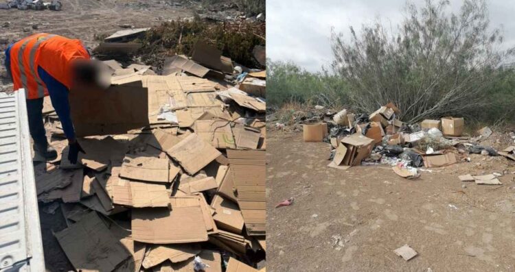 Autoridades de Nuevo Laredo, Tamaulipas, imponen multa por arrojar basura en predio no autorizado