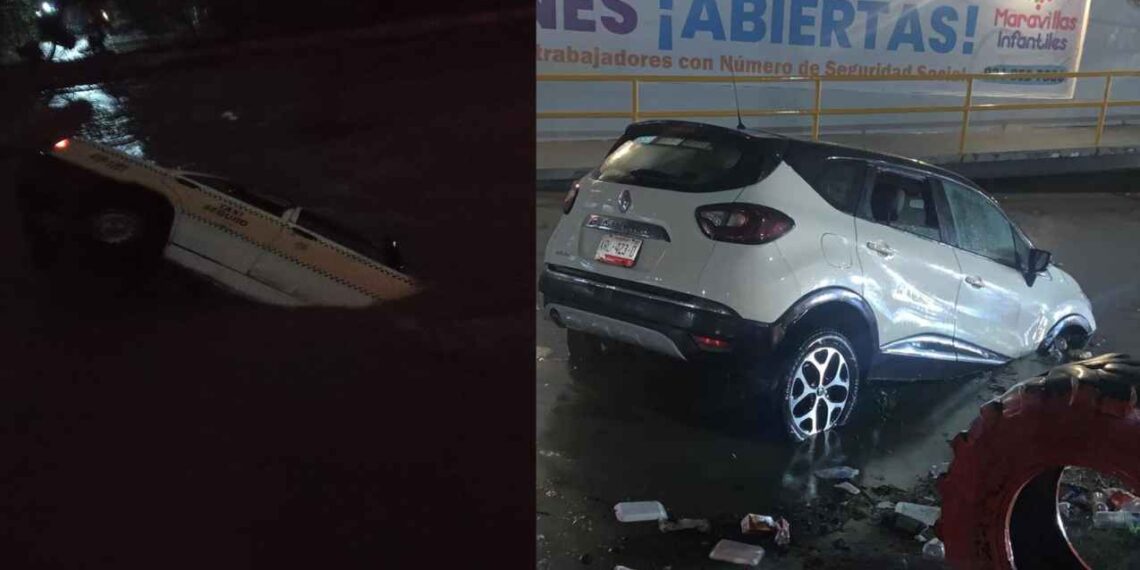 Bomberos atienden inundaciones y vehículos varados debido a las lluvias en Ciudad Victoria, Tamaulipas