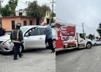 Camión repartidor choca en Linares