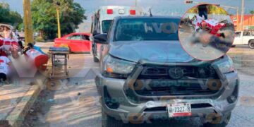 motociclista impactado camioneta Eje Vial