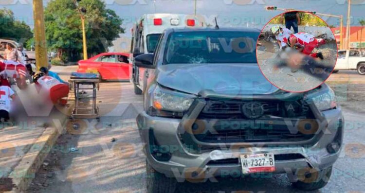 motociclista impactado camioneta Eje Vial