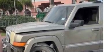camioneta impactada barda Matamoros