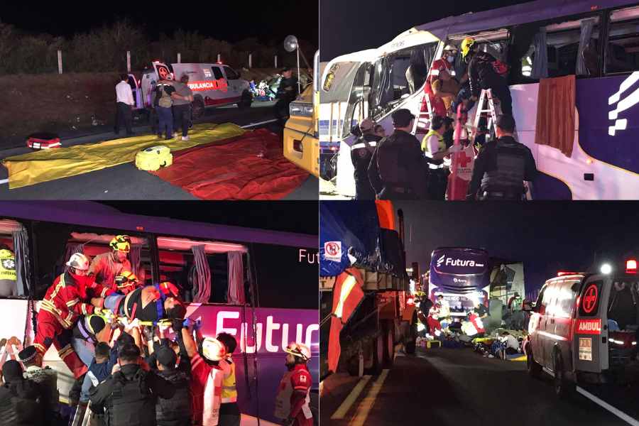 Choque de autobús y tráiler en Güémez (1)