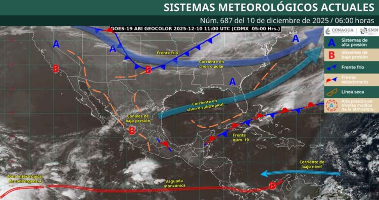 Clima para este miércoles: ¿Dónde continuará afectando el frente frío No. 19?
