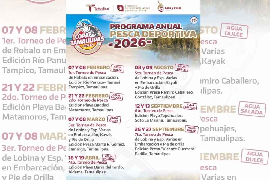 Comisión de Caza y Pesca Deportiva del Estado de Tamaulipas presenta el calendario 2026 de actividades